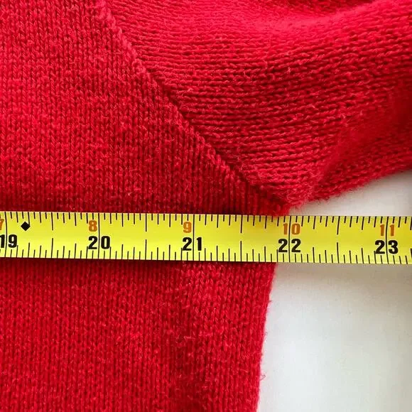 Vintage Knit Champion Crewneck Sweater Red USA Made Solid Unisex L 80s 90s - Picture 9 of 9